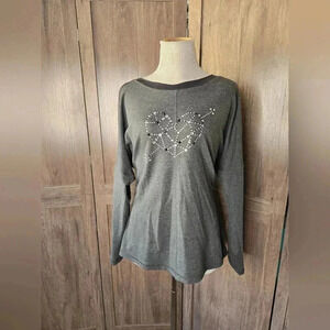 Women stone sparkle pullover shirt long sleeve